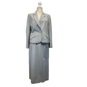 Vintage George Masket Size 14 Heather Gray Wool Skirt Suit 2 pc Jacket Skirt set